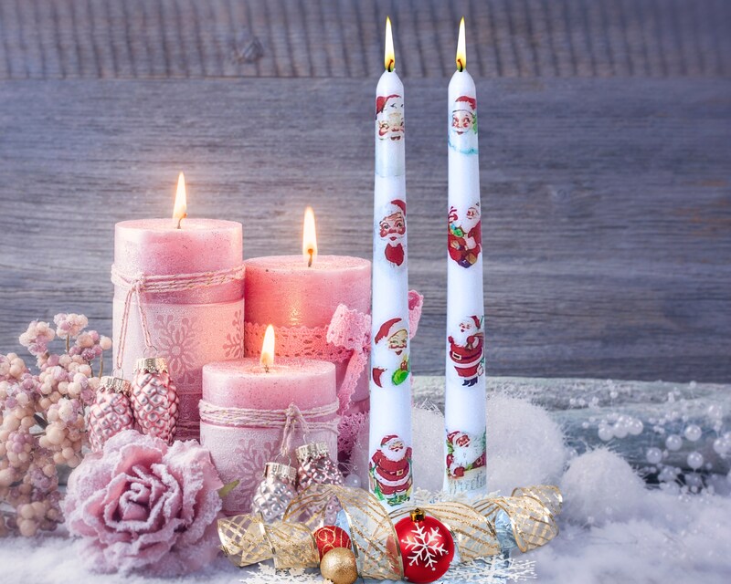 Christmas Taper Candle, Vintage Christmas Candle, Santa Candlesticks, Retro Santa Taper, Nostalgic Christmas, Old Fashion Christmas, 1950's